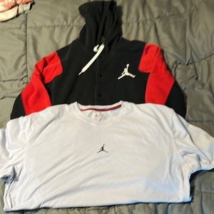Lot of 2 items. Air Jordan Jacket. Air Jordan dryfit T-shirt.